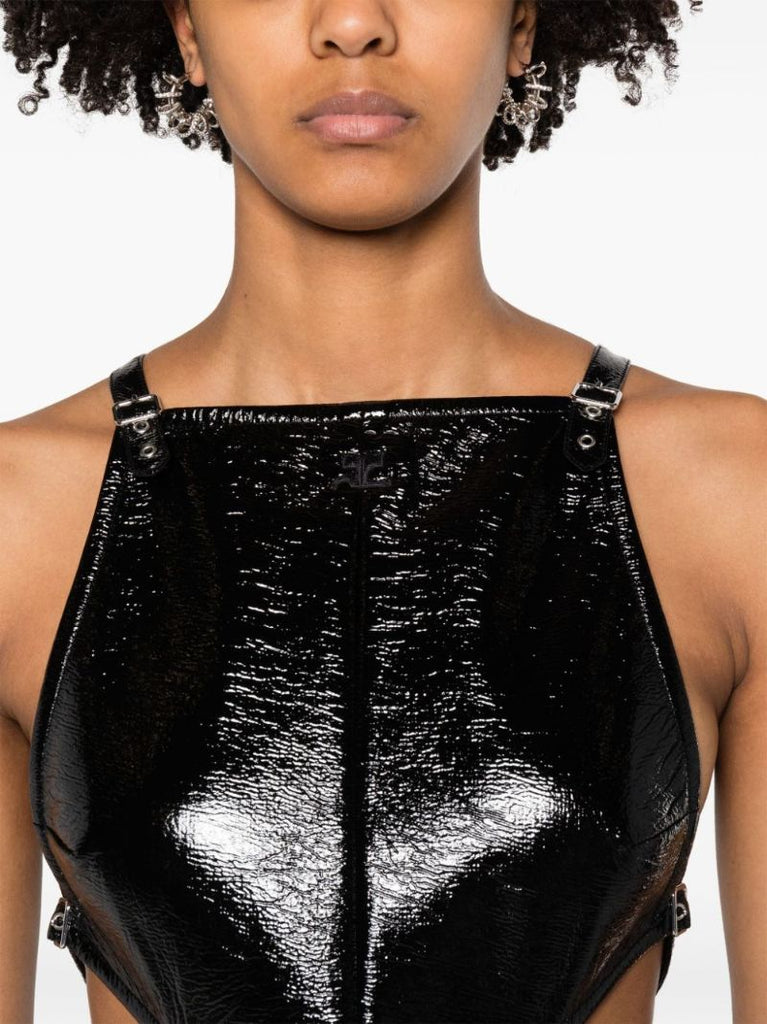 Black Cut-out Vinyl Mini Dress