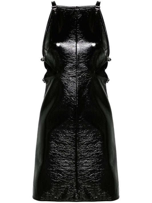 Black Cut-out Vinyl Mini Dress