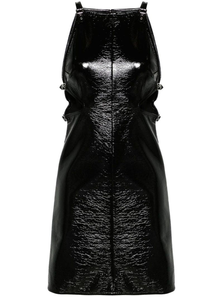 Black Cut-out Vinyl Mini Dress