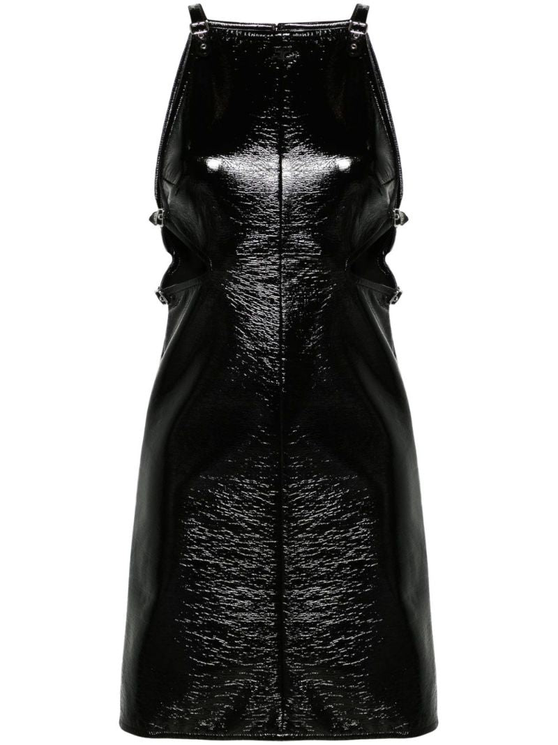 Black Cut-out Vinyl Mini Dress