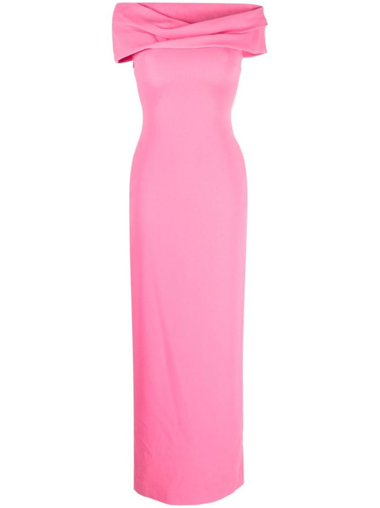 Pink Eva Off-the-shoulder Maxi Dress