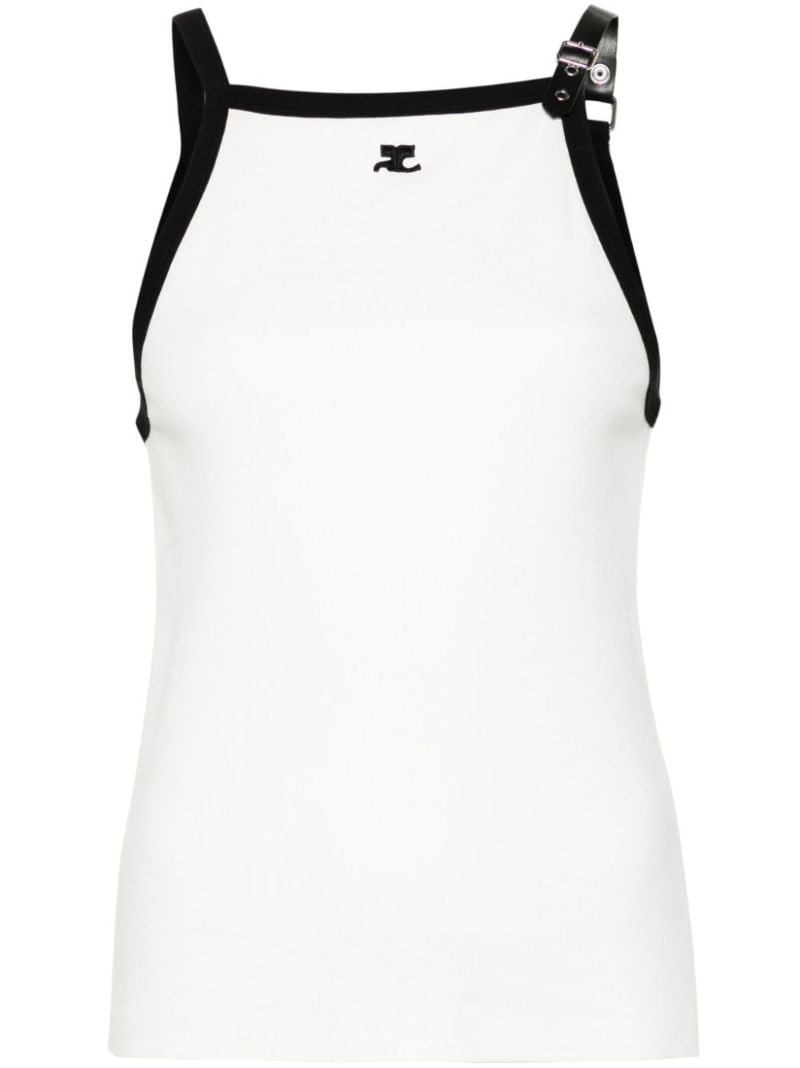 White Buckle-detailed Tank Top