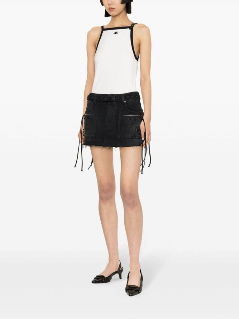 White Buckle-detailed Tank Top