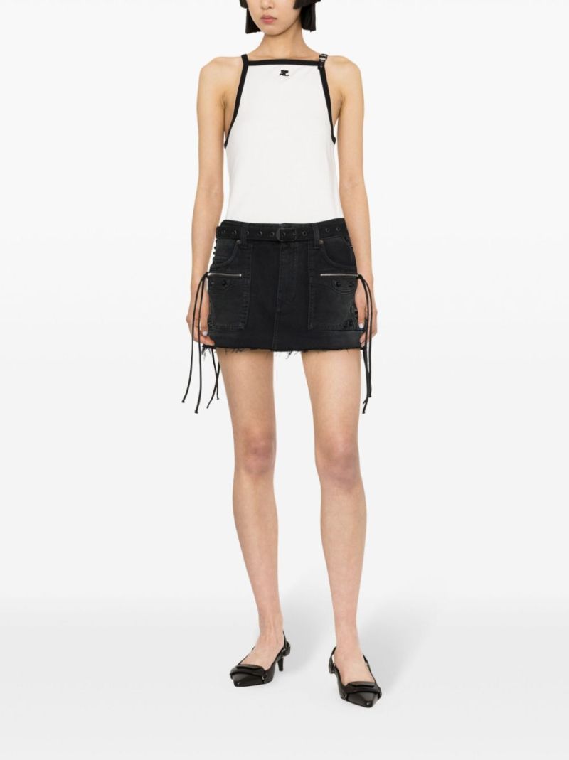 White Buckle-detailed Tank Top
