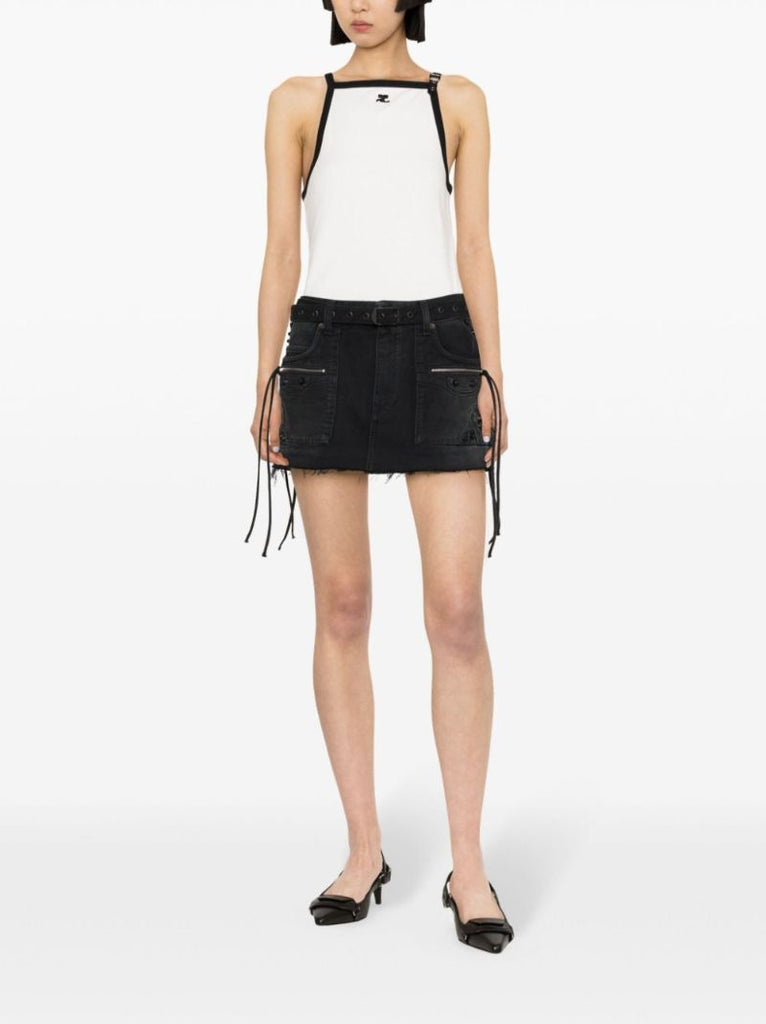 White Buckle-detailed Tank Top