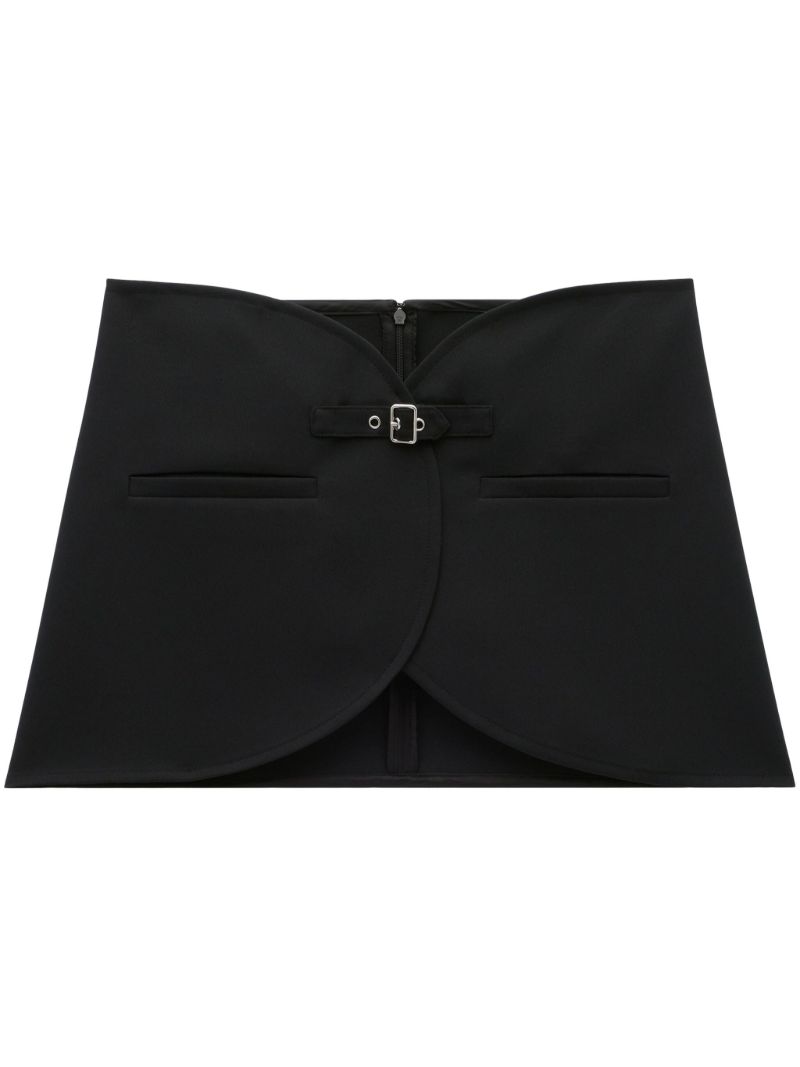 Black Ellipse Buckled Mini Skirt