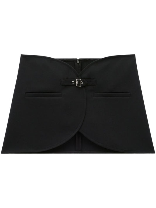 Black Ellipse Buckled Mini Skirt