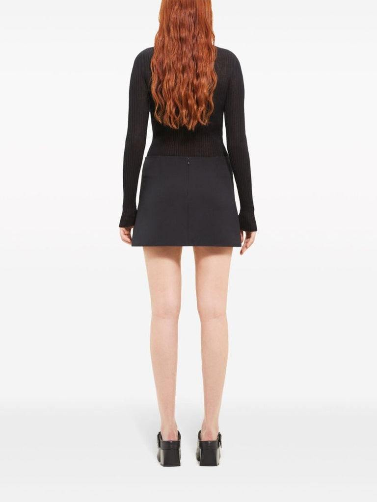 Black Ellipse Buckled Mini Skirt