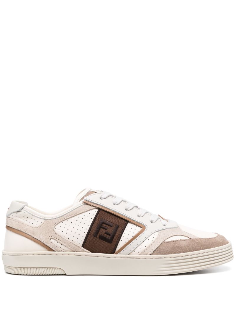 Neutral Fendi Step Leather Sneakers