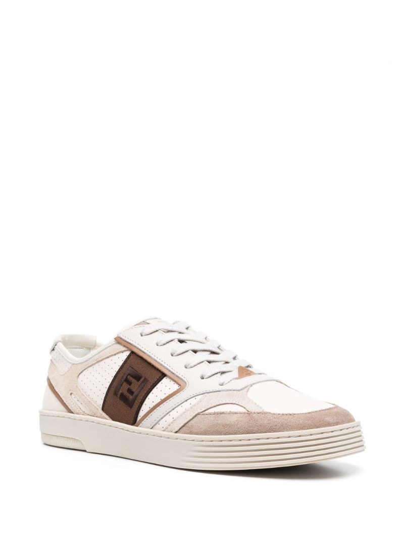 Neutral Fendi Step Leather Sneakers
