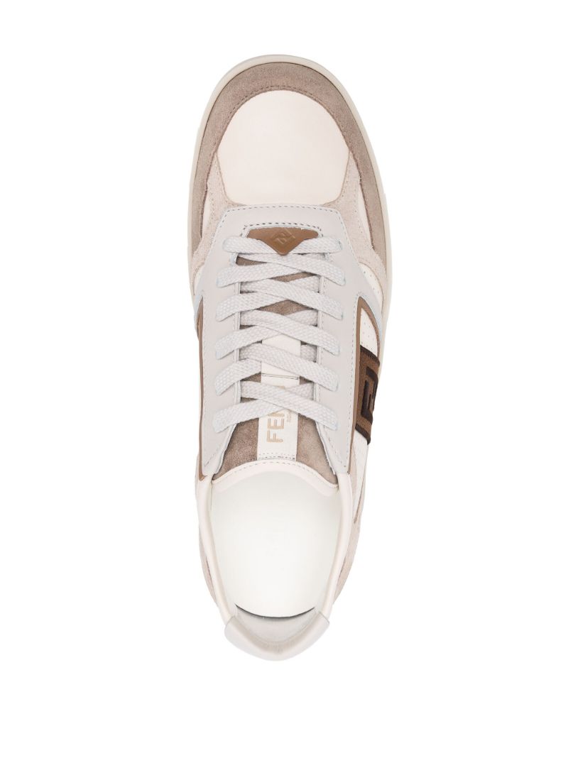 Neutral Fendi Step Leather Sneakers