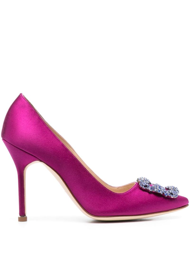 Pink Hangisi 105 Crystal Satin Pumps
