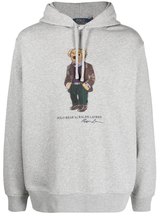 Grey Polo Bear-print Hoodie