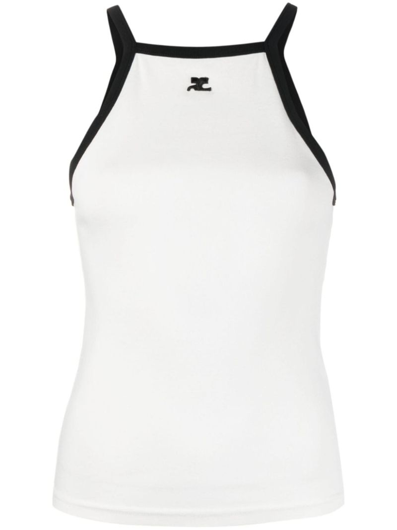 White Logo-embroidered Cotton Tank Top