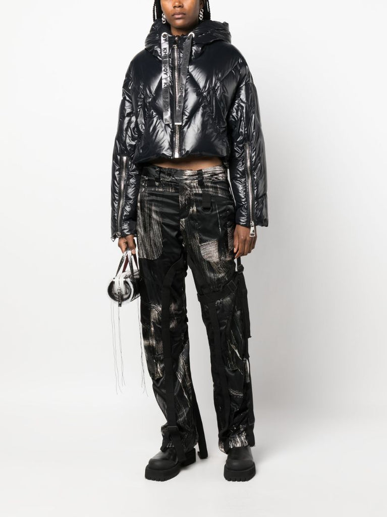 Black Puff Cropped Padded Jacket