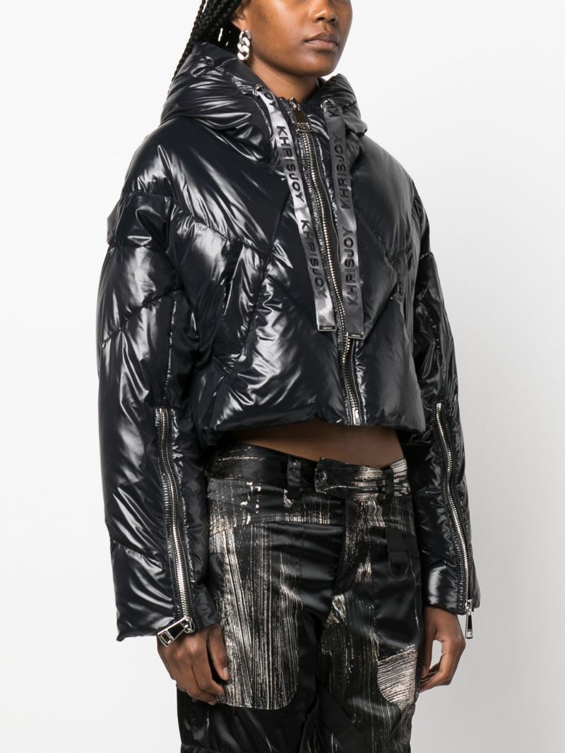 Black Puff Cropped Padded Jacket