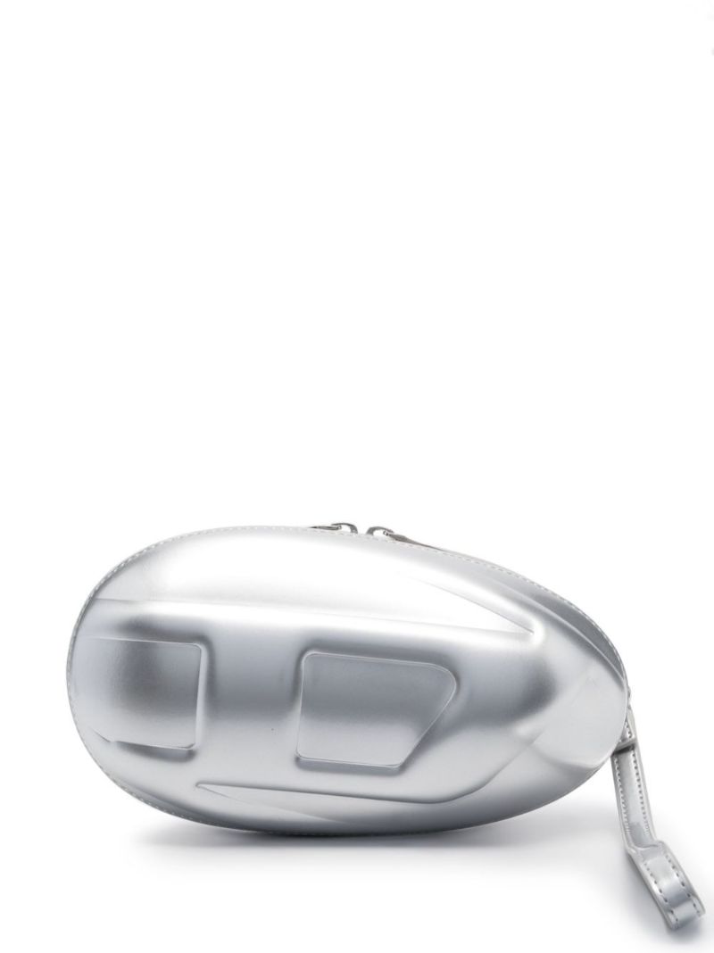 Silver-tone Zipped Clutch Bag