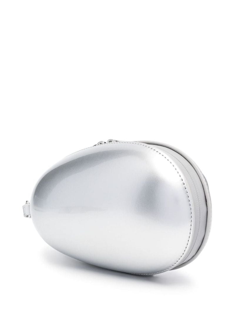Silver-tone Zipped Clutch Bag