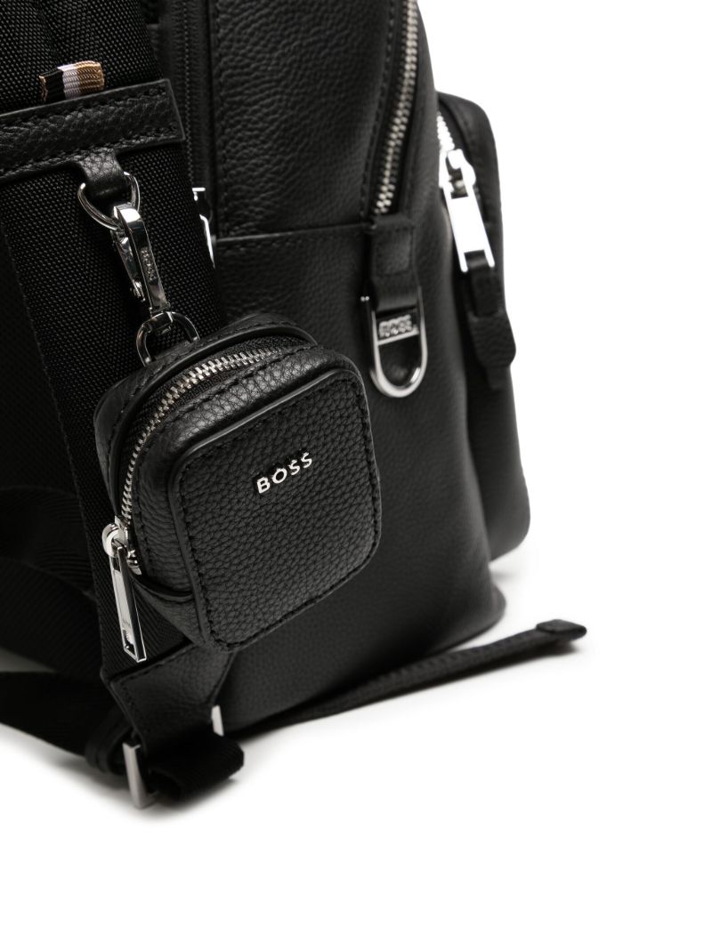Black Logo-lettering Leather Backpack
