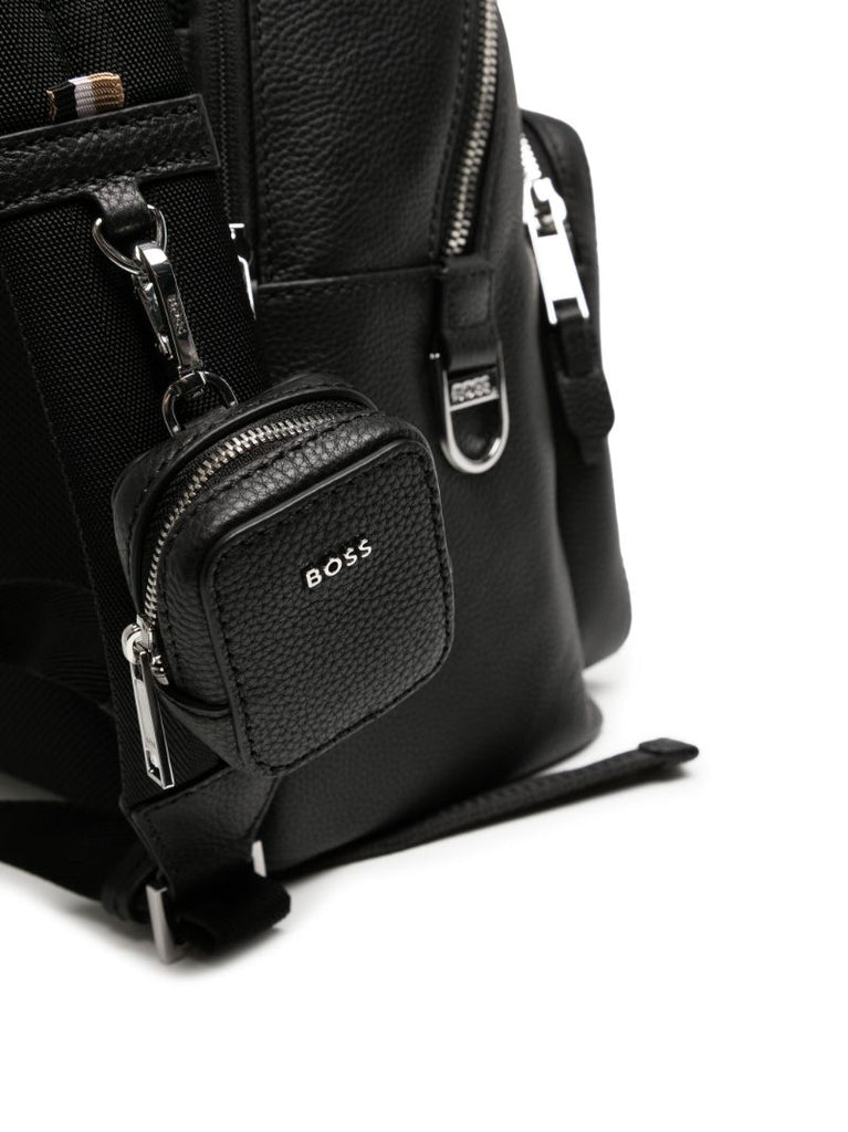 Black Logo-lettering Leather Backpack