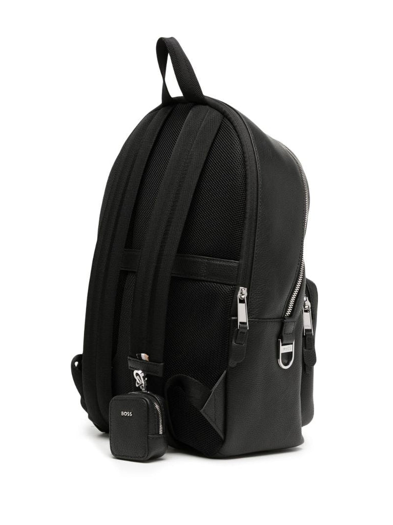 Black Logo-lettering Leather Backpack