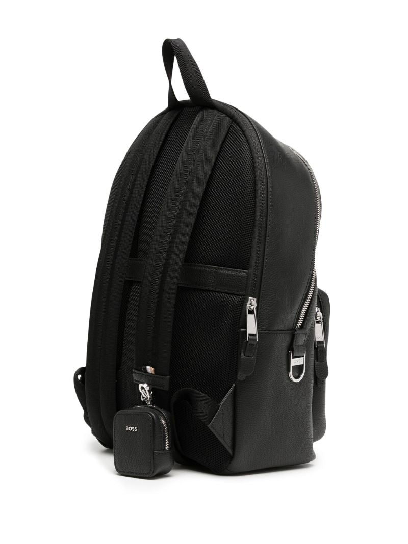 Black Logo-lettering Leather Backpack