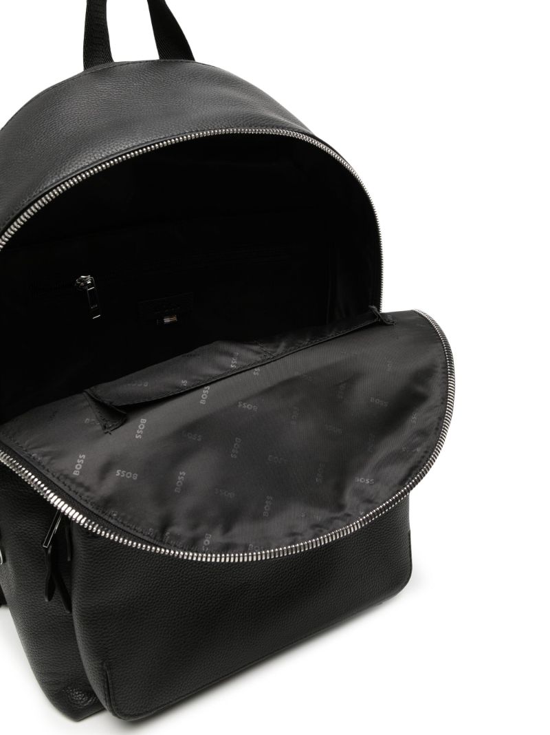 Black Logo-lettering Leather Backpack