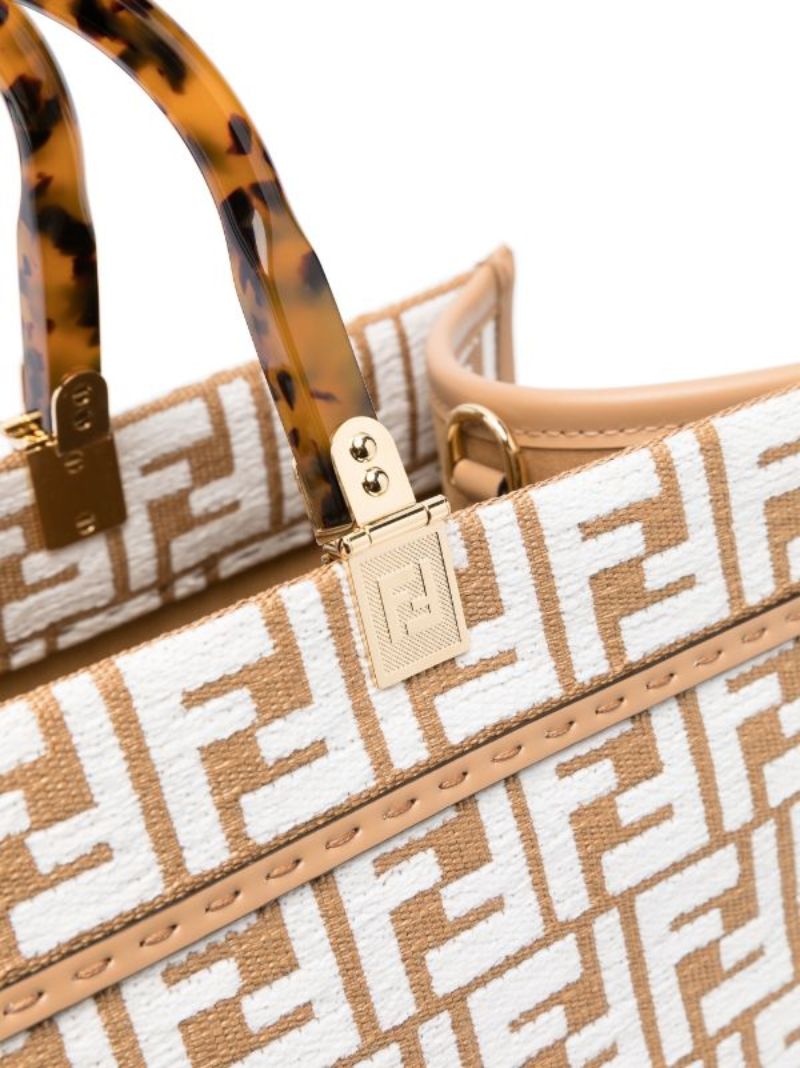 Brown Sunshine Medium Raffia Tote Bag