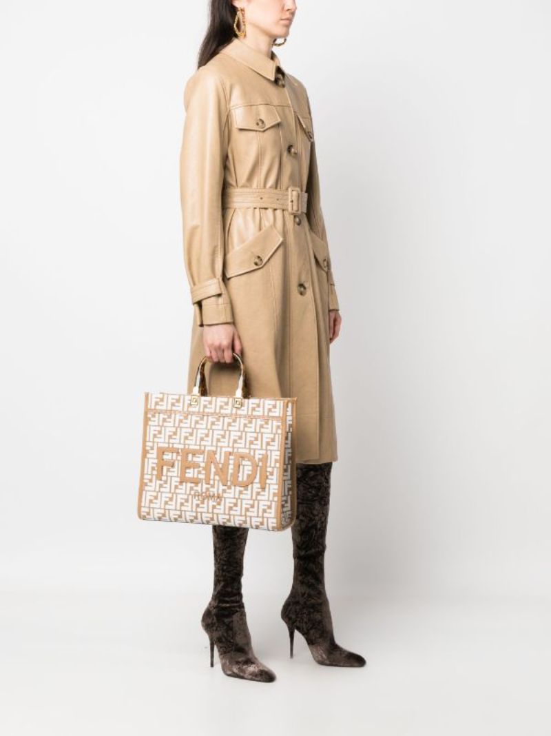 Brown Sunshine Medium Raffia Tote Bag