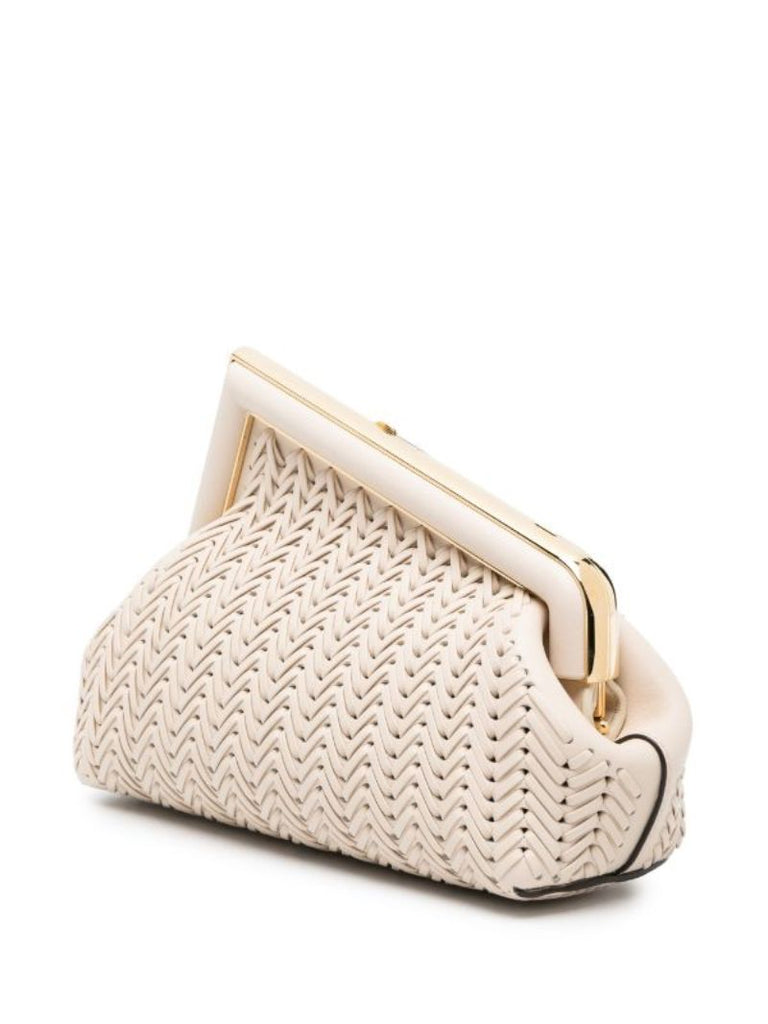 White Fendi First Small Leather Clutch Bag