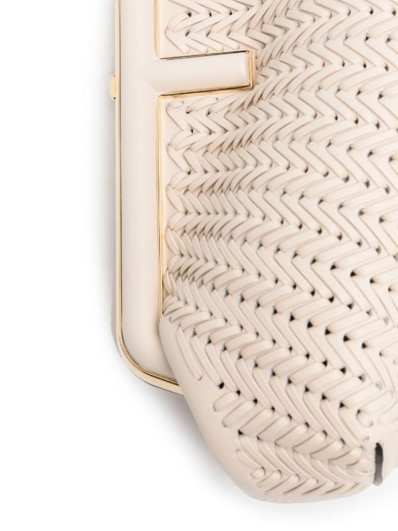 White Fendi First Small Leather Clutch Bag