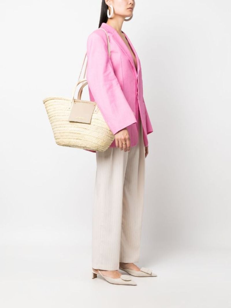 Neutral Le Panier Soli Raffia Tote Bag