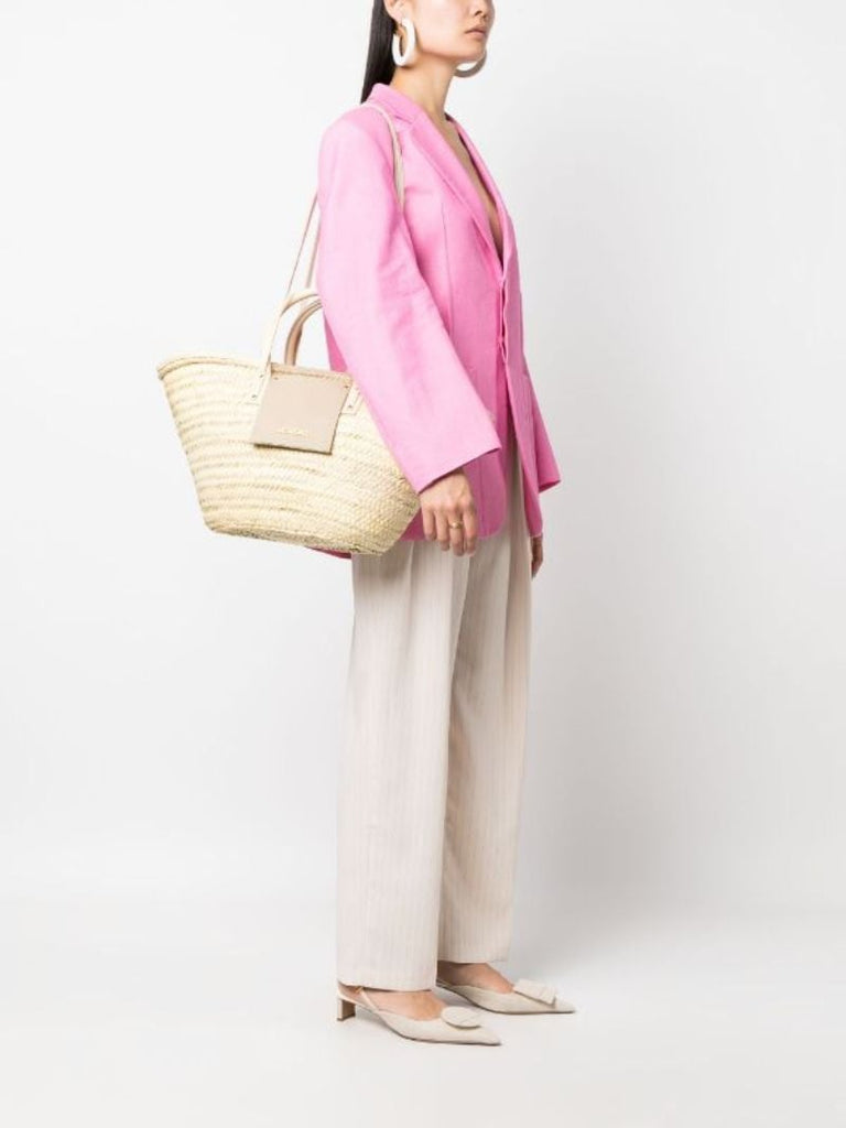 Neutral Le Panier Soli Raffia Tote Bag