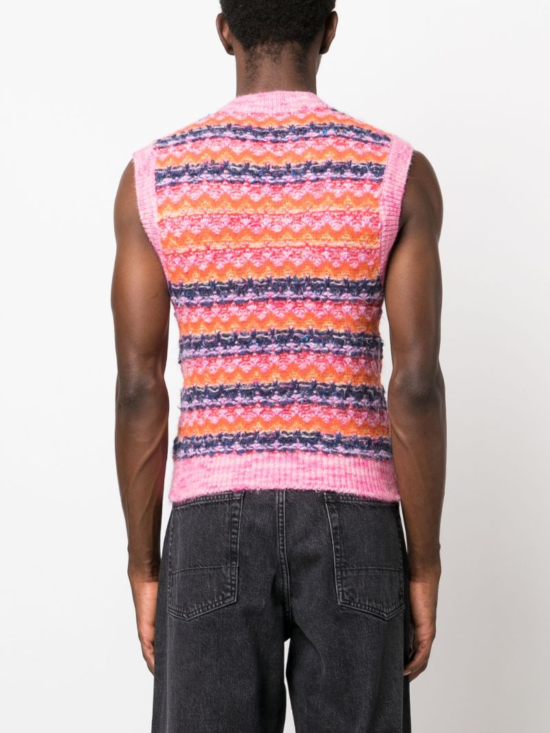 Multicolour Colour Jacquard Wool Vest