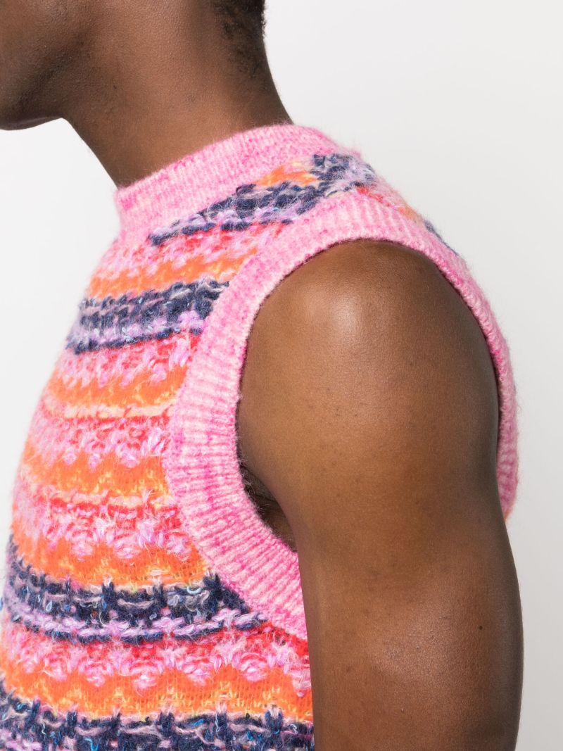 Multicolour Colour Jacquard Wool Vest