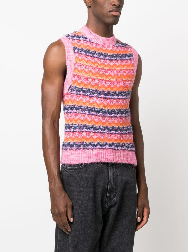 Multicolour Colour Jacquard Wool Vest