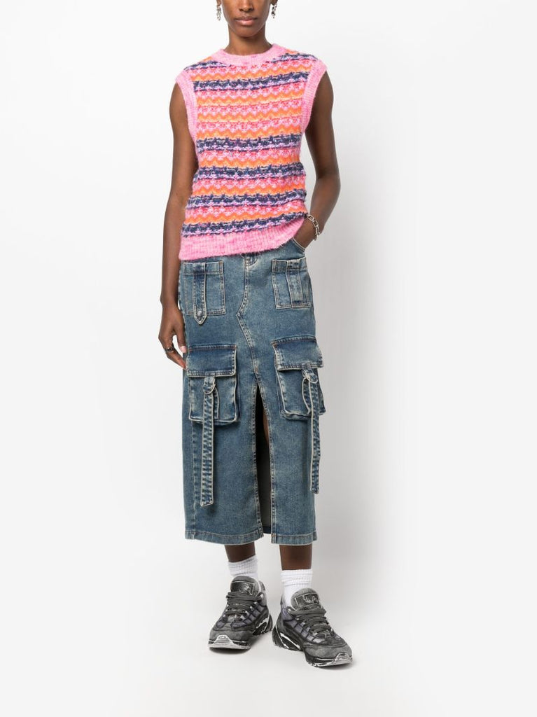 Multicolour Colour Jacquard Wool Vest