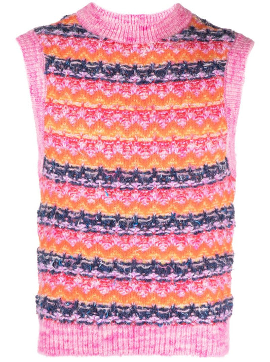 Multicolour Colour Jacquard Wool Vest