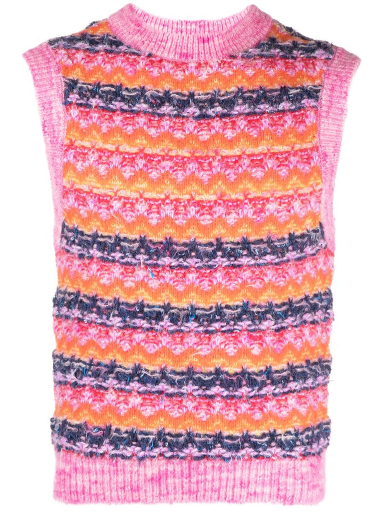 Multicolour Colour Jacquard Wool Vest