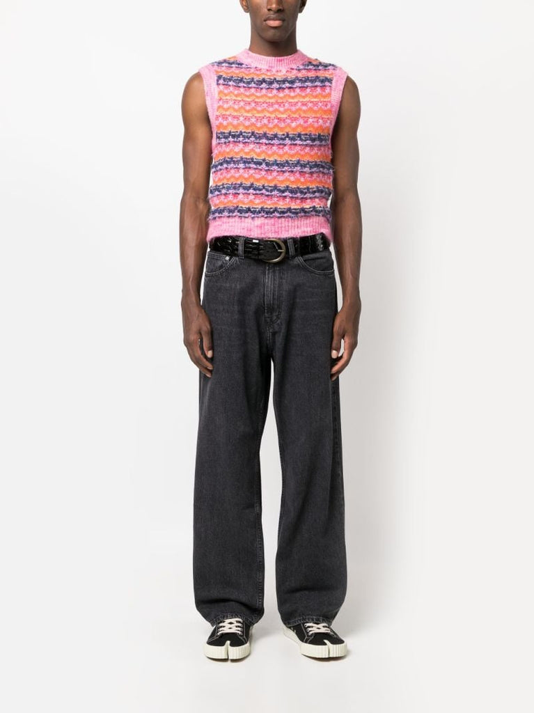 Multicolour Colour Jacquard Wool Vest