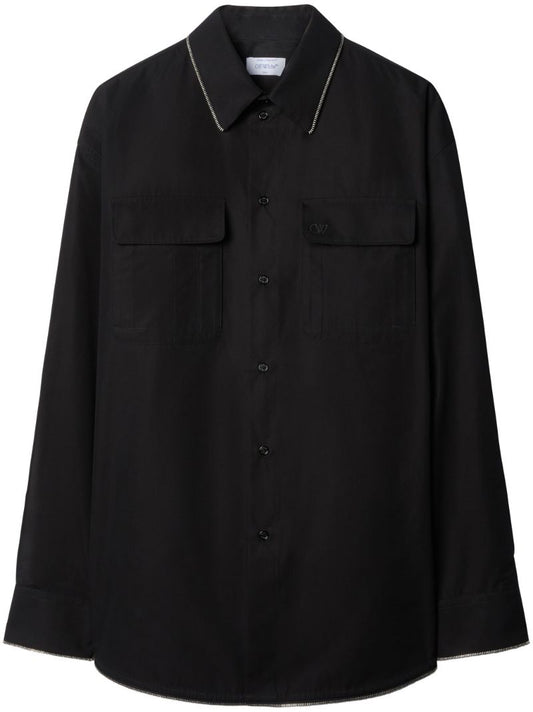 Black Zip-trim Cotton Shirt