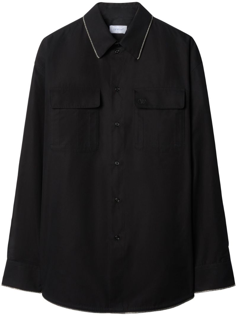 Black Zip-trim Cotton Shirt