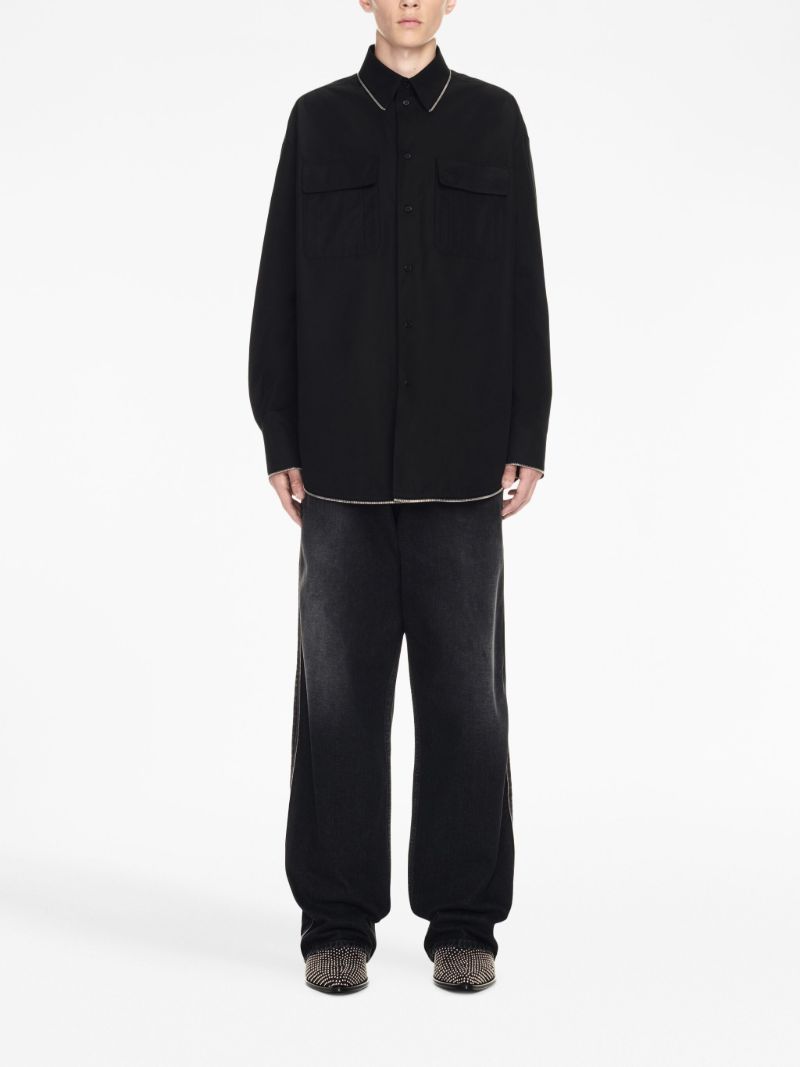Black Zip-trim Cotton Shirt