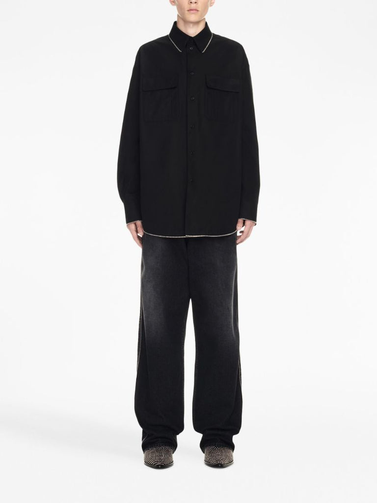 Black Zip-trim Cotton Shirt