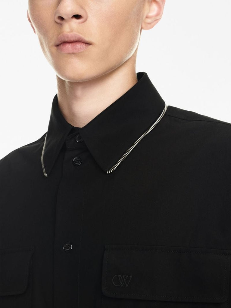 Black Zip-trim Cotton Shirt