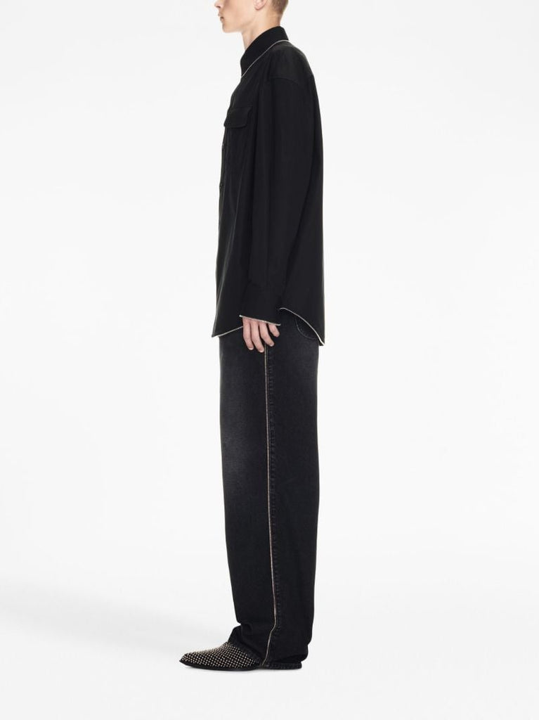 Black Zip-trim Cotton Shirt
