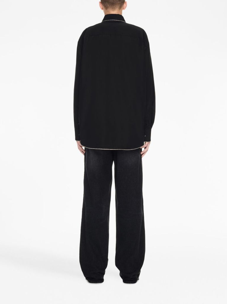 Black Zip-trim Cotton Shirt