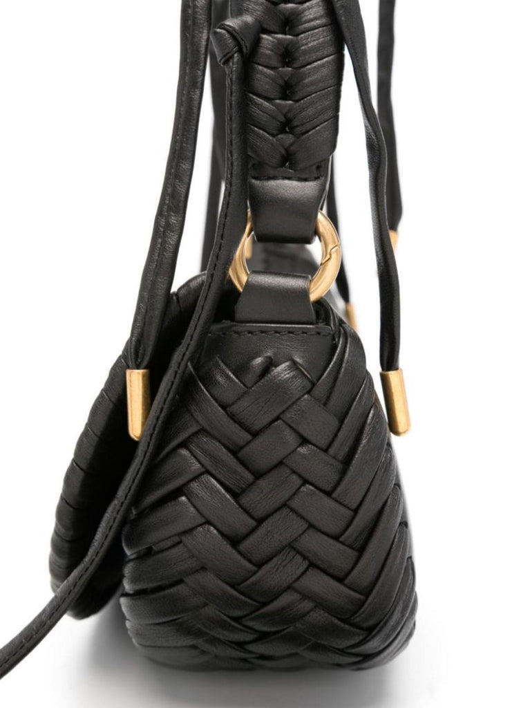 Black Edge Weaving Leather Shoulder Bag