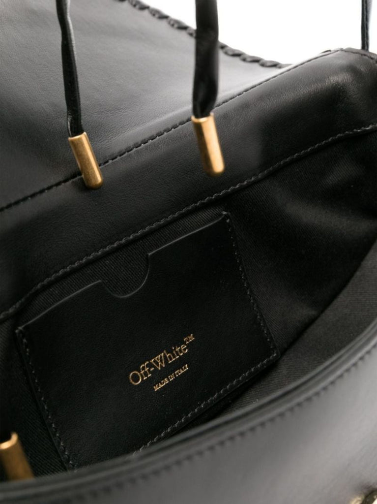 Black Edge Weaving Leather Shoulder Bag