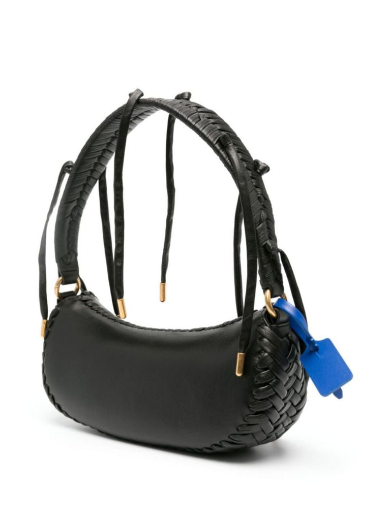 Black Edge Weaving Leather Shoulder Bag
